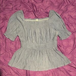 Elegant Gray Puff Sleeve Blouse